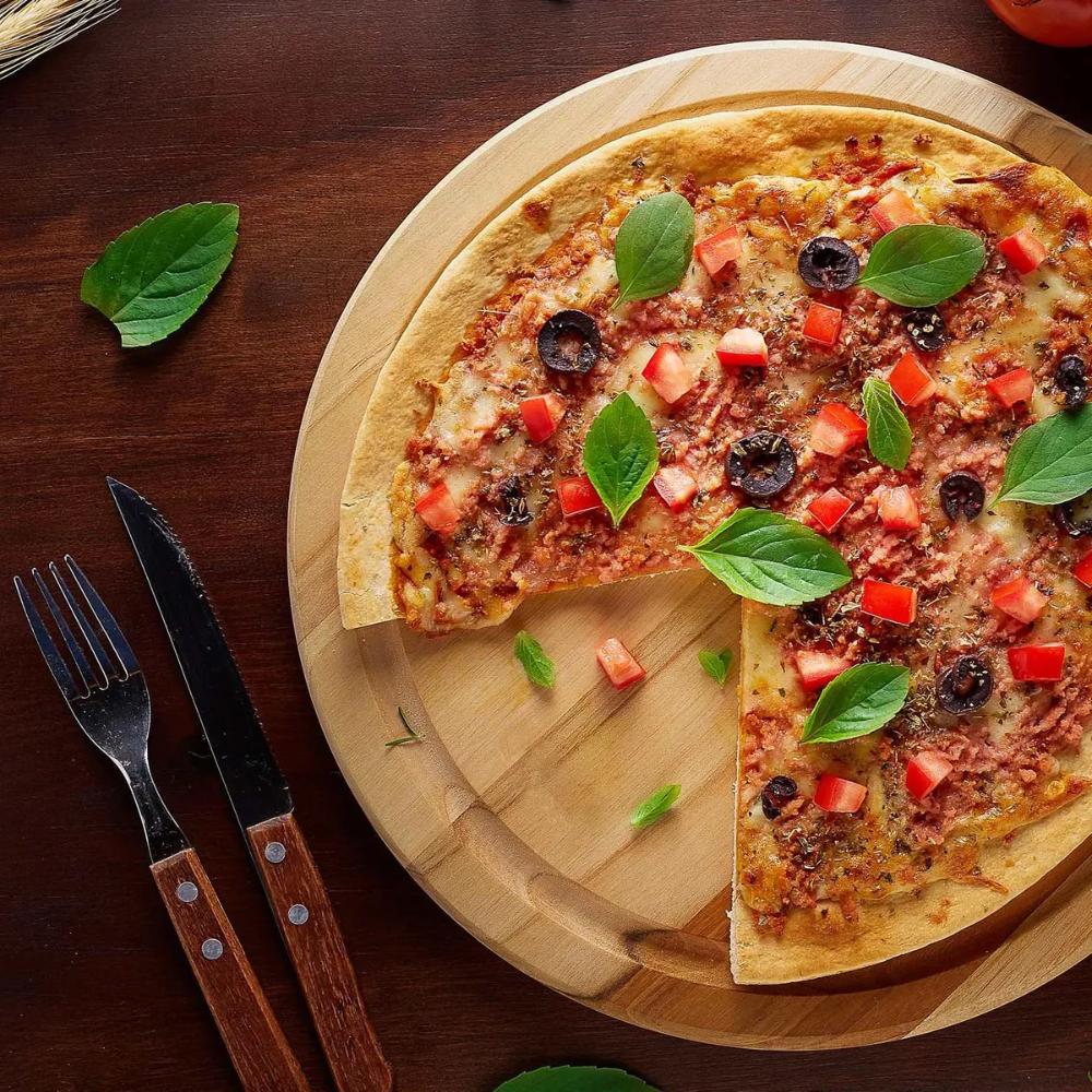 Tábua Redonda para Churrasco Petiscos e Pizza em Madeira Pinus 30cm Stolf