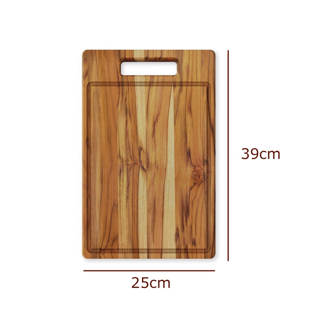 Tábua de Carne de Madeira Teca com Canaleta - Stolf 39x25
