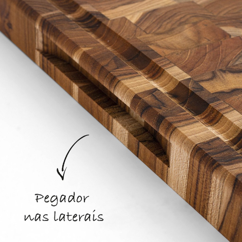 Tábua de Carne para Churrasco Madeira Invertida Teca - Stolf 58,5x38