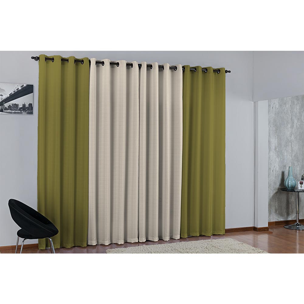Cortina de Parede para varão Duda Prime Verde 1 peça Textil Lar