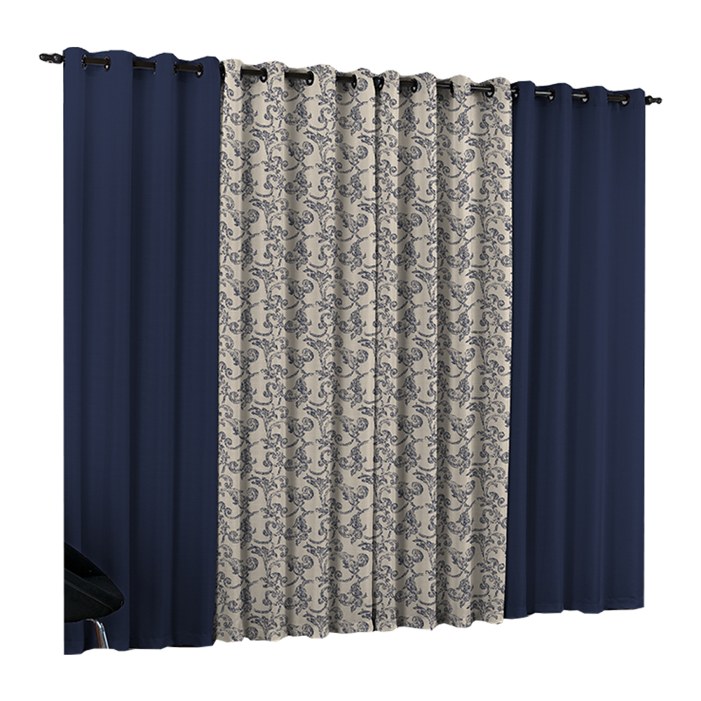 Cortina de Parede para varão Larissa Prime Azul Novo 1 peça Textil Lar