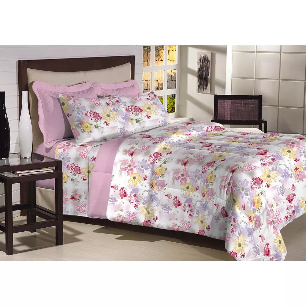 Edredom Dupla Face Solteiro 150 fios Primore Malu Textil Lar