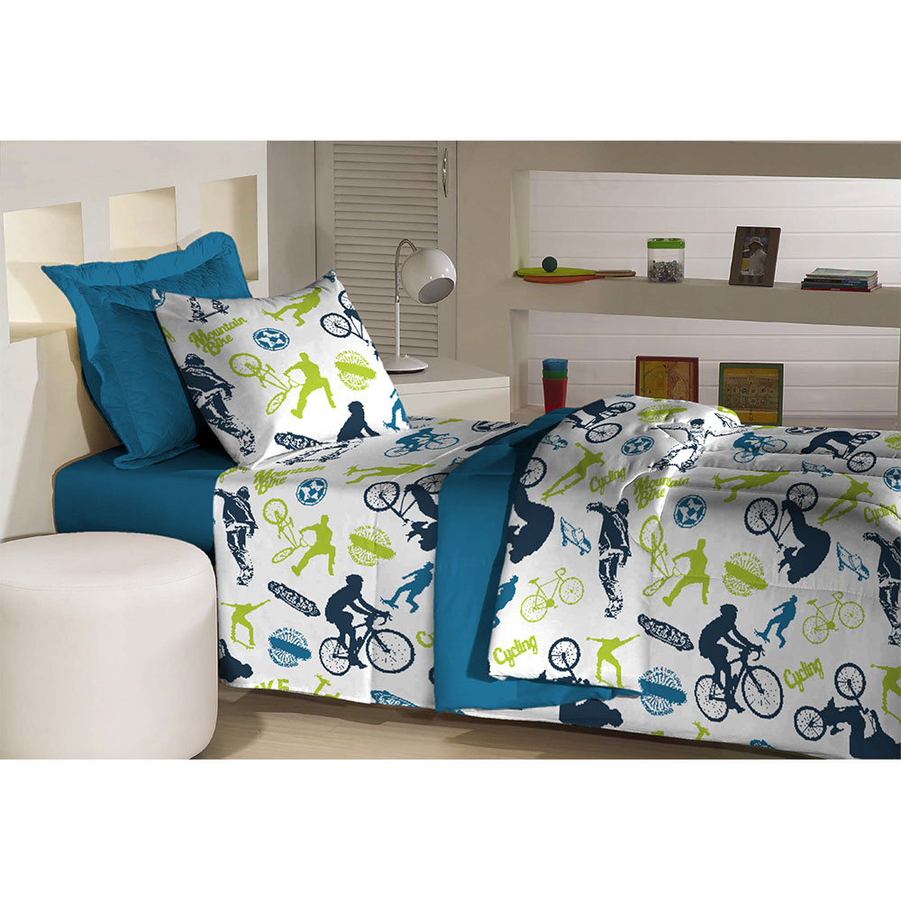 Edredom Dupla Face Solteiro 180 fios Innovare Action 1 peça Textil Lar
