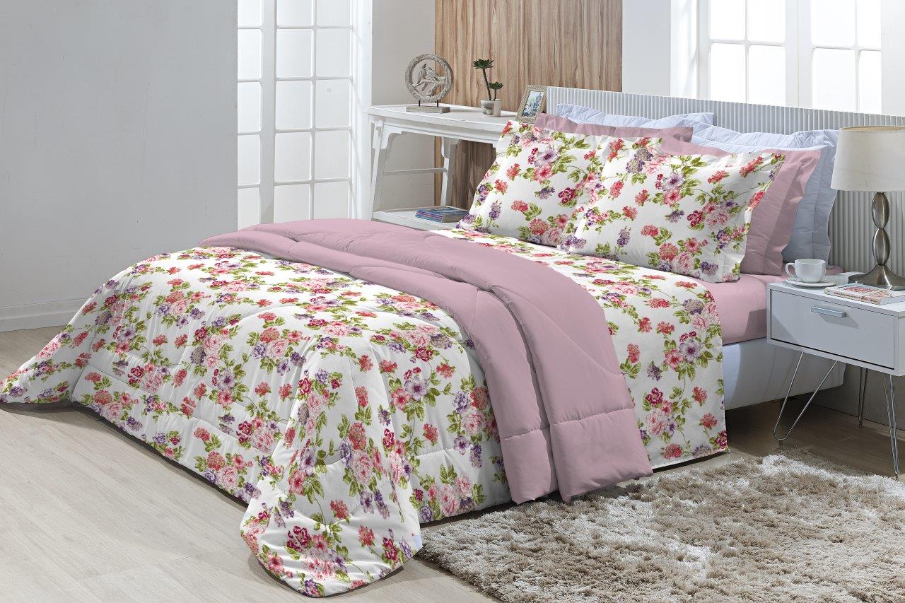 Edredon Dupla Face Casal 180 fios Innovare Clara 1 peça Textil Lar