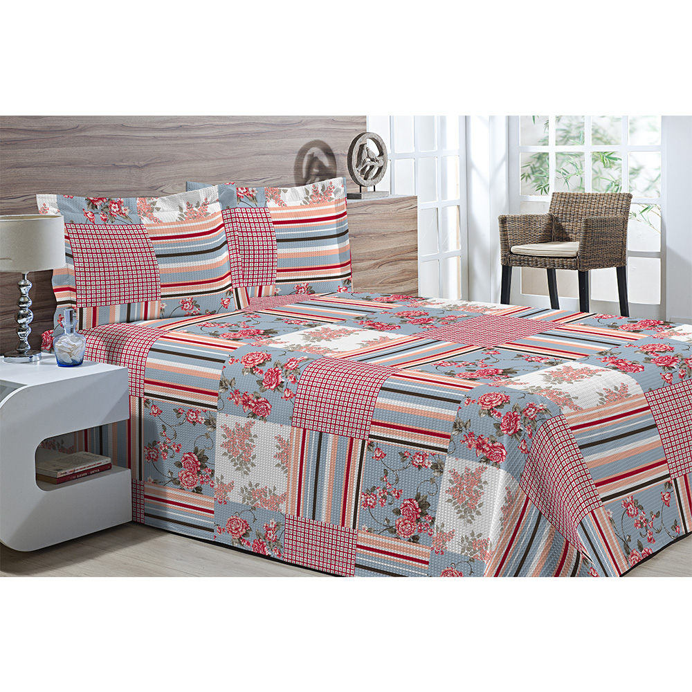 Kit Colcha Piquet Favo Queen Top Confort  Menerbes 3 peças Textil Lar