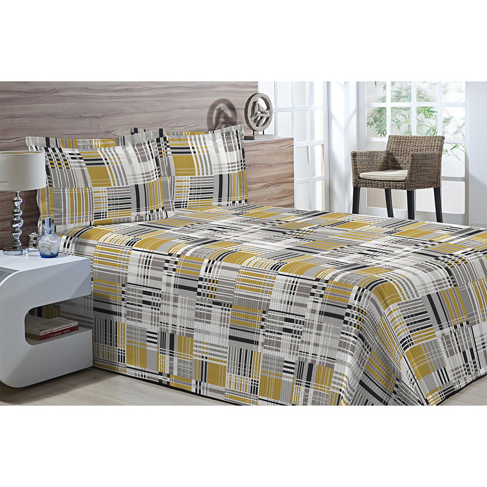 Kit Colcha Piquet Favo Queen Top Confort Dijon 3 peças Textil Lar