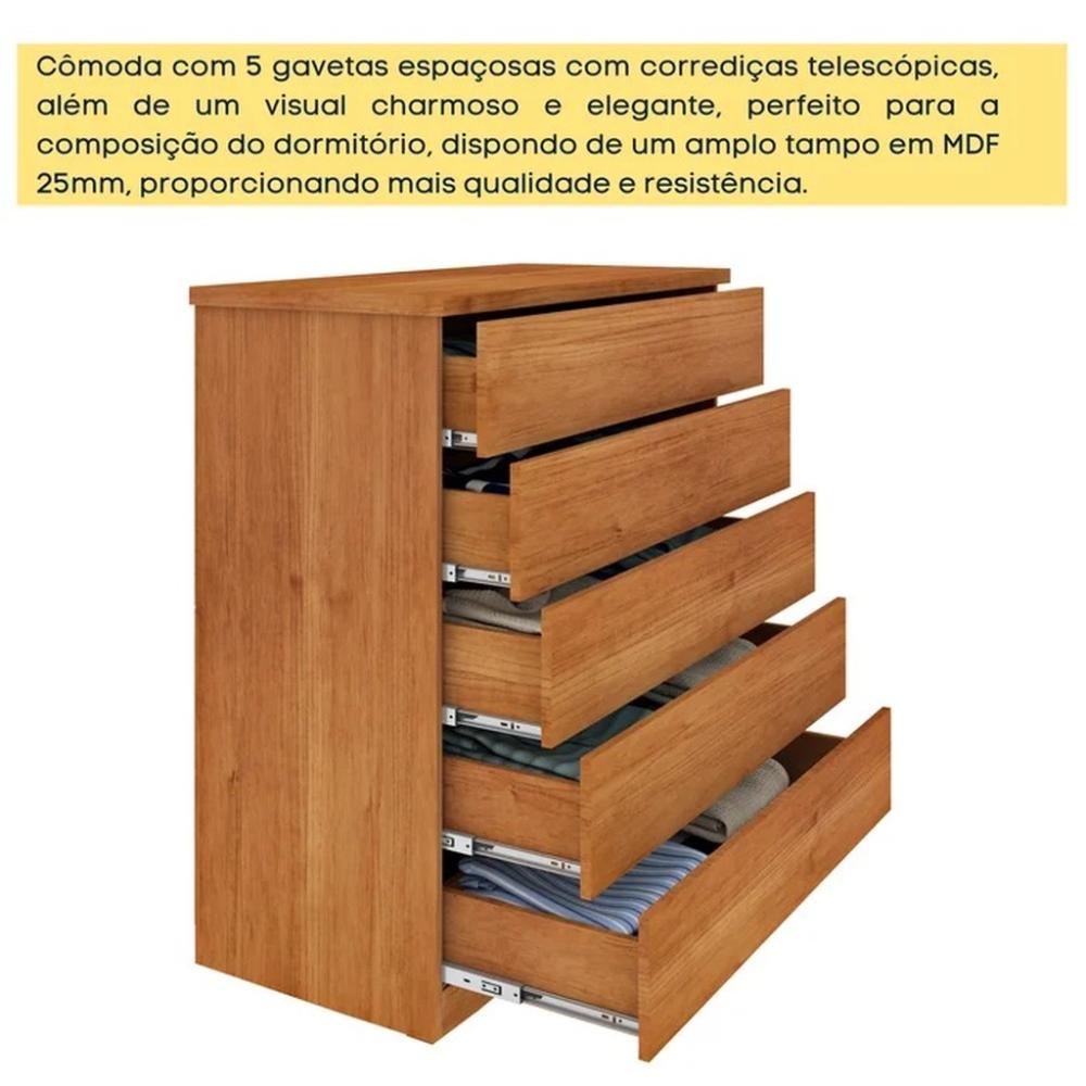 Cômoda 5 Gavetas Premium Cinamomo