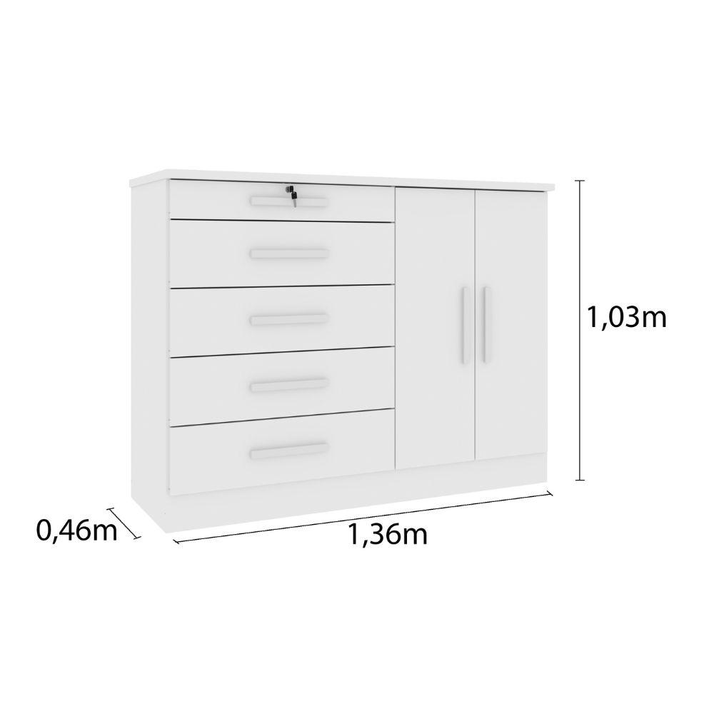 Cômoda Istambul 2 Portas 5 Gavetas TCIL Branco