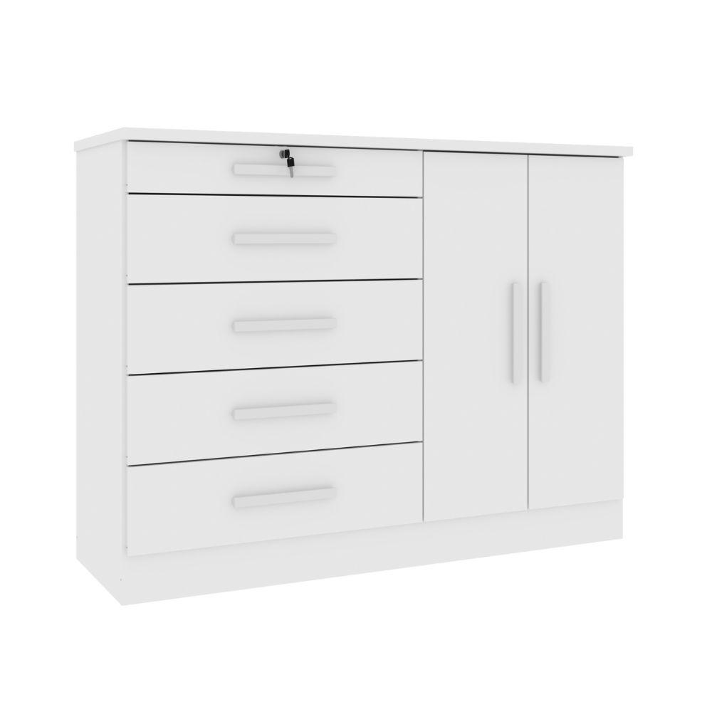 Cômoda Istambul 2 Portas 5 Gavetas TCIL Branco