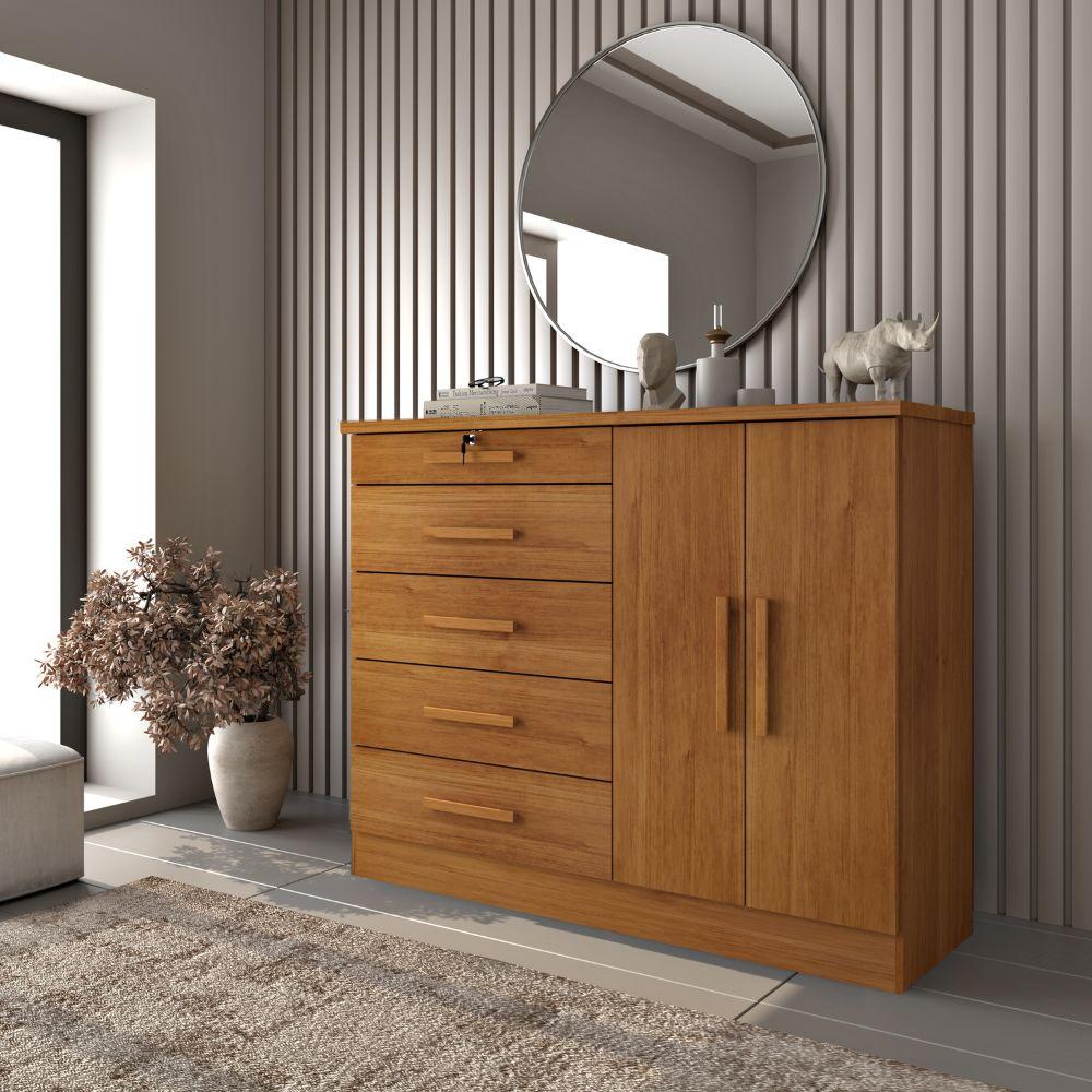 Cômoda Istambul 2 Portas 5 Gavetas TCIL Cinamono