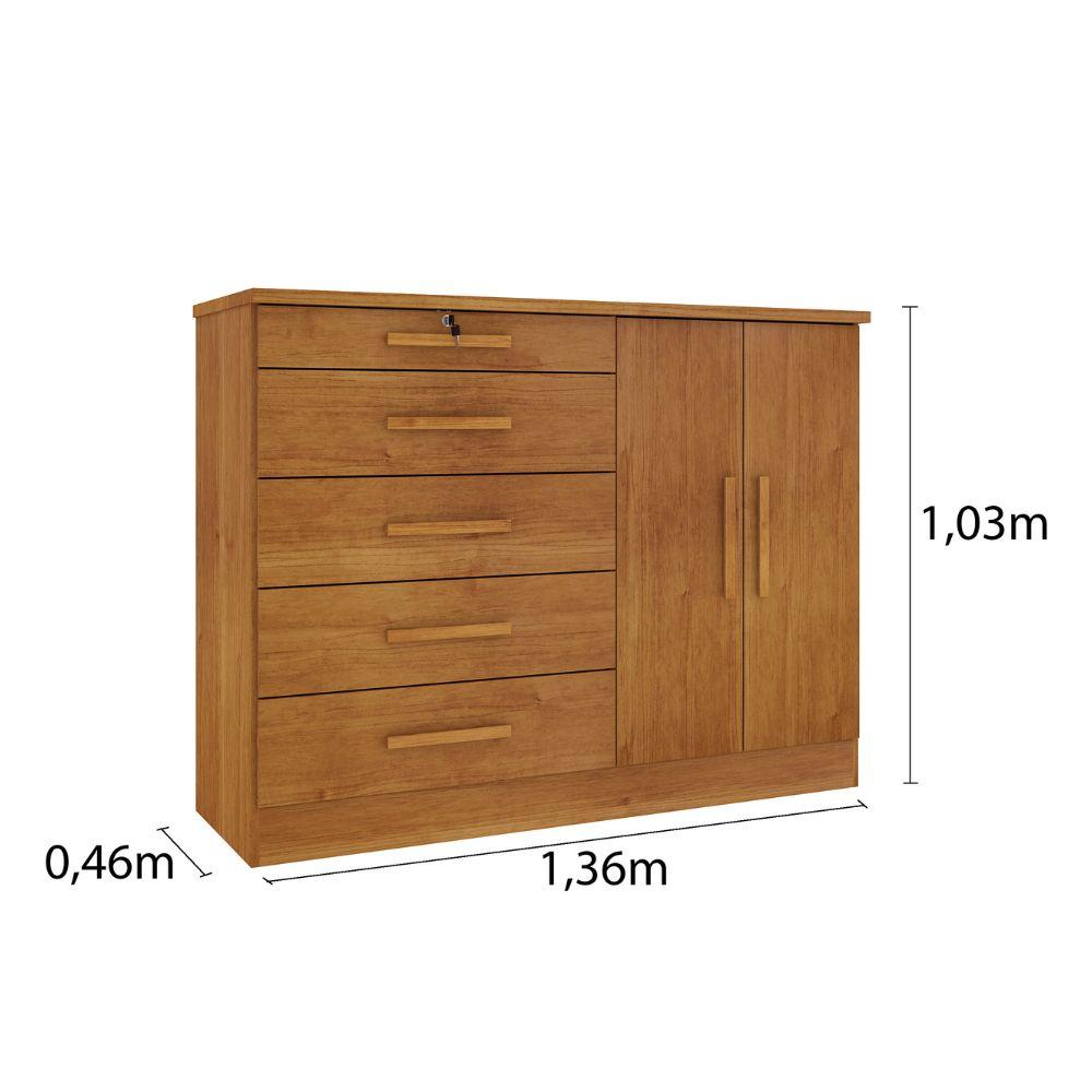 Cômoda Istambul 2 Portas 5 Gavetas TCIL Cinamono