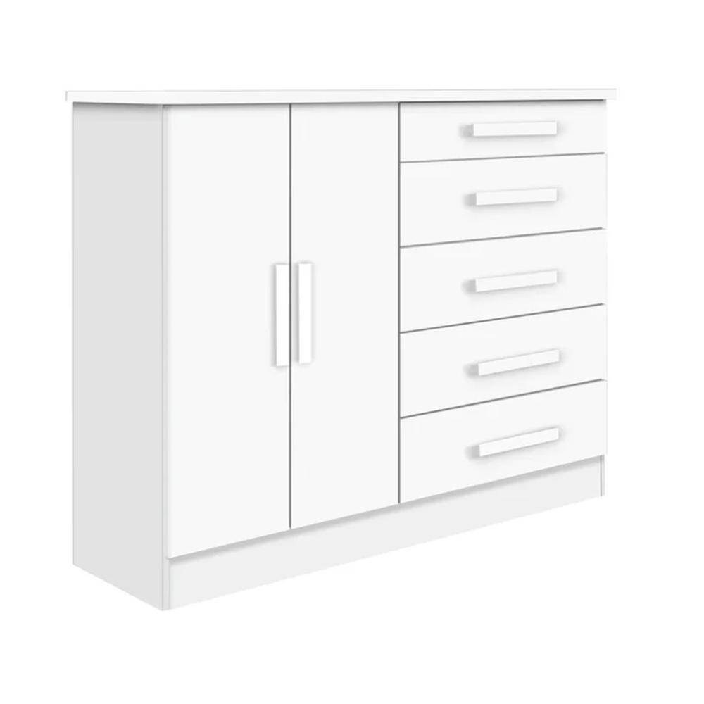 Cômoda New Athos 5 Gavetas com Sapateira D'Doro Branco