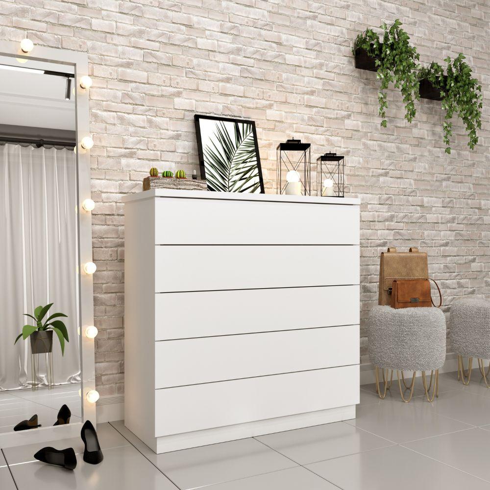 Cômoda Premium Neve 5 Gavetas Móveis Tcil