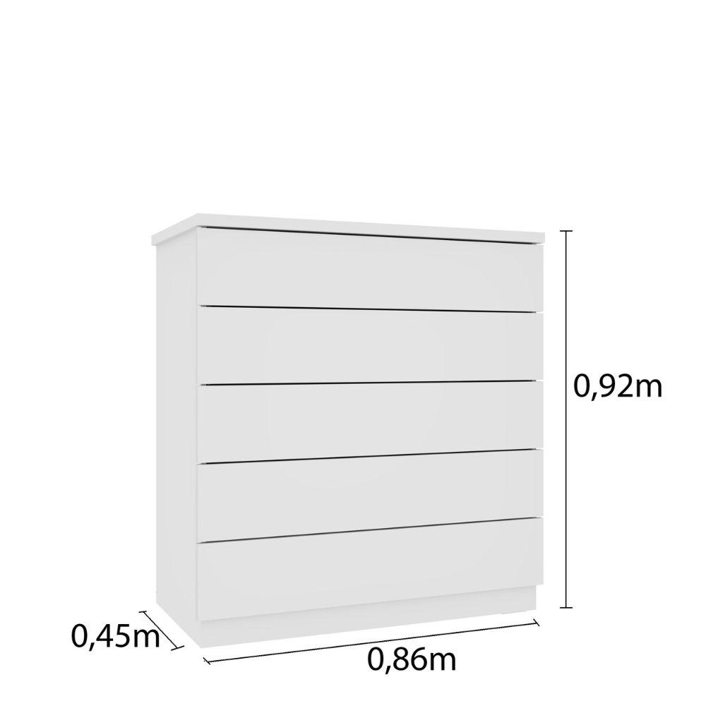Cômoda Premium Neve 5 Gavetas Móveis Tcil