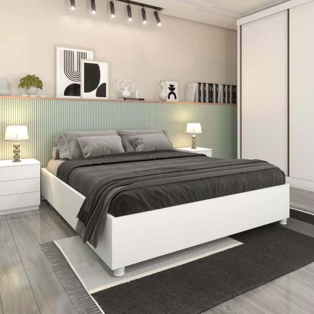 Cama Box Casal 193Cmx144Cm Mônaco Neve