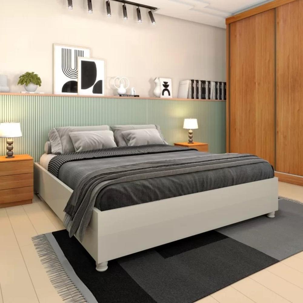 Cama Box Mônaco Casal Queen TCIL Off White