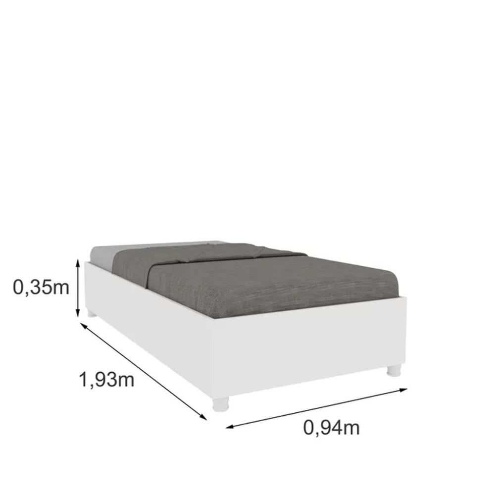 Cama Box Solteiro Mônaco Branco Móveis Tcil