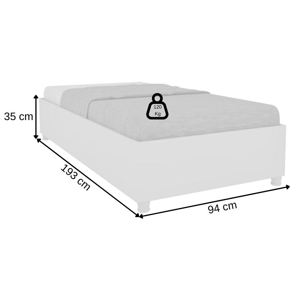 Cama Box Solteiro Mônaco Branco Móveis Tcil