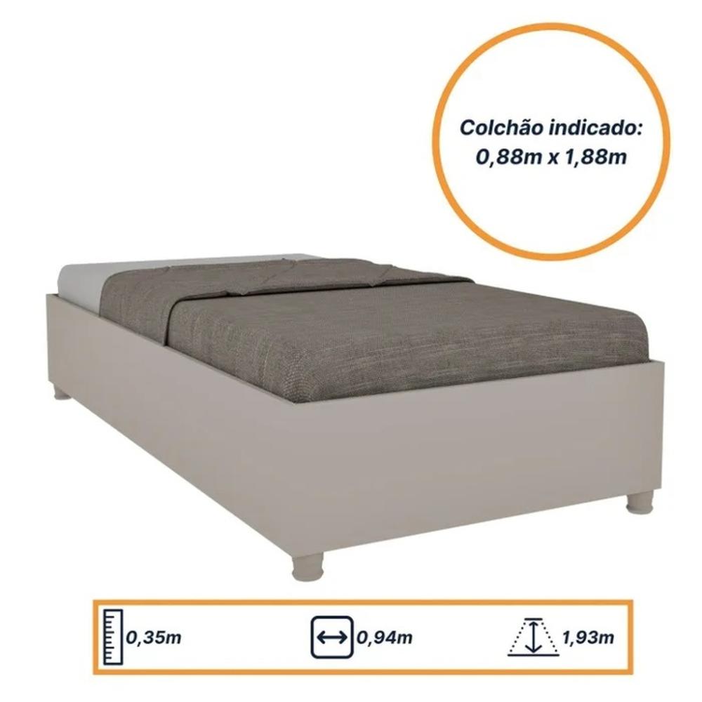 Cama Box Solteiro Mônaco Off White Móveis Tcil