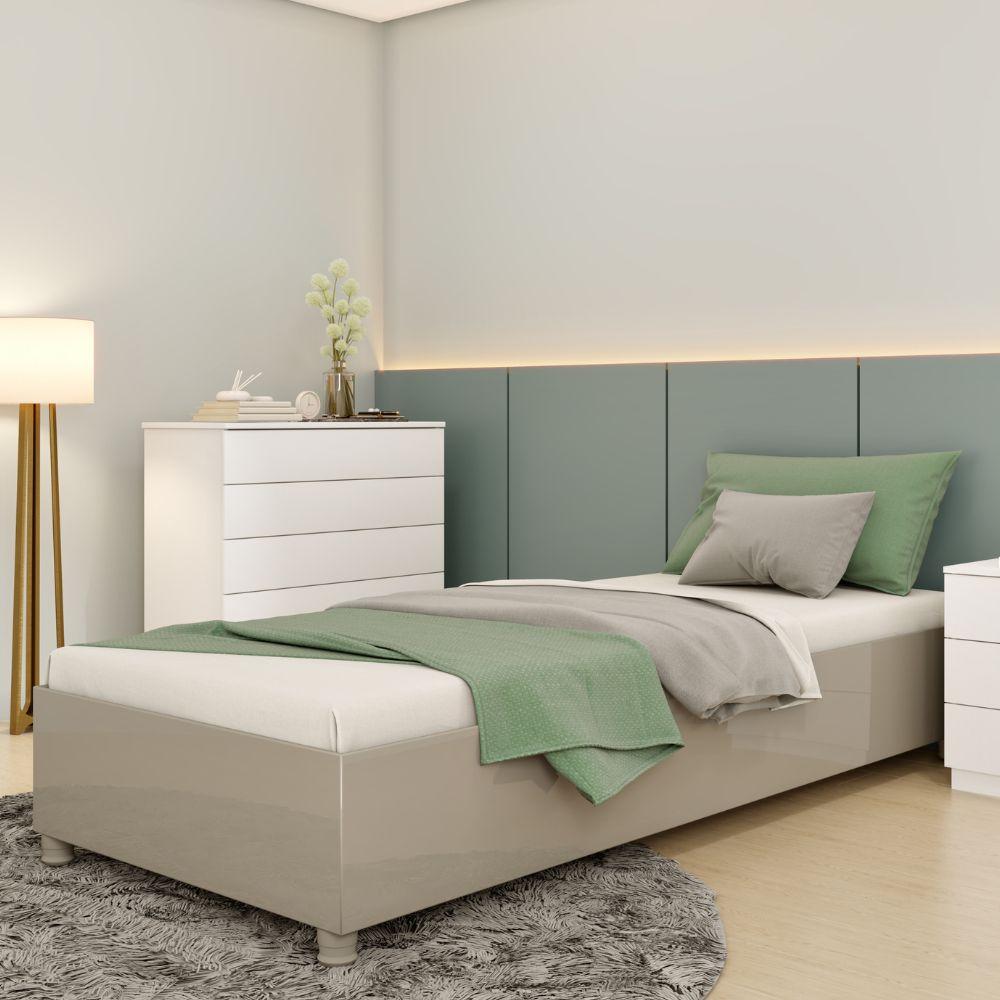 Cama Box Solteiro Mônaco Off White Móveis Tcil