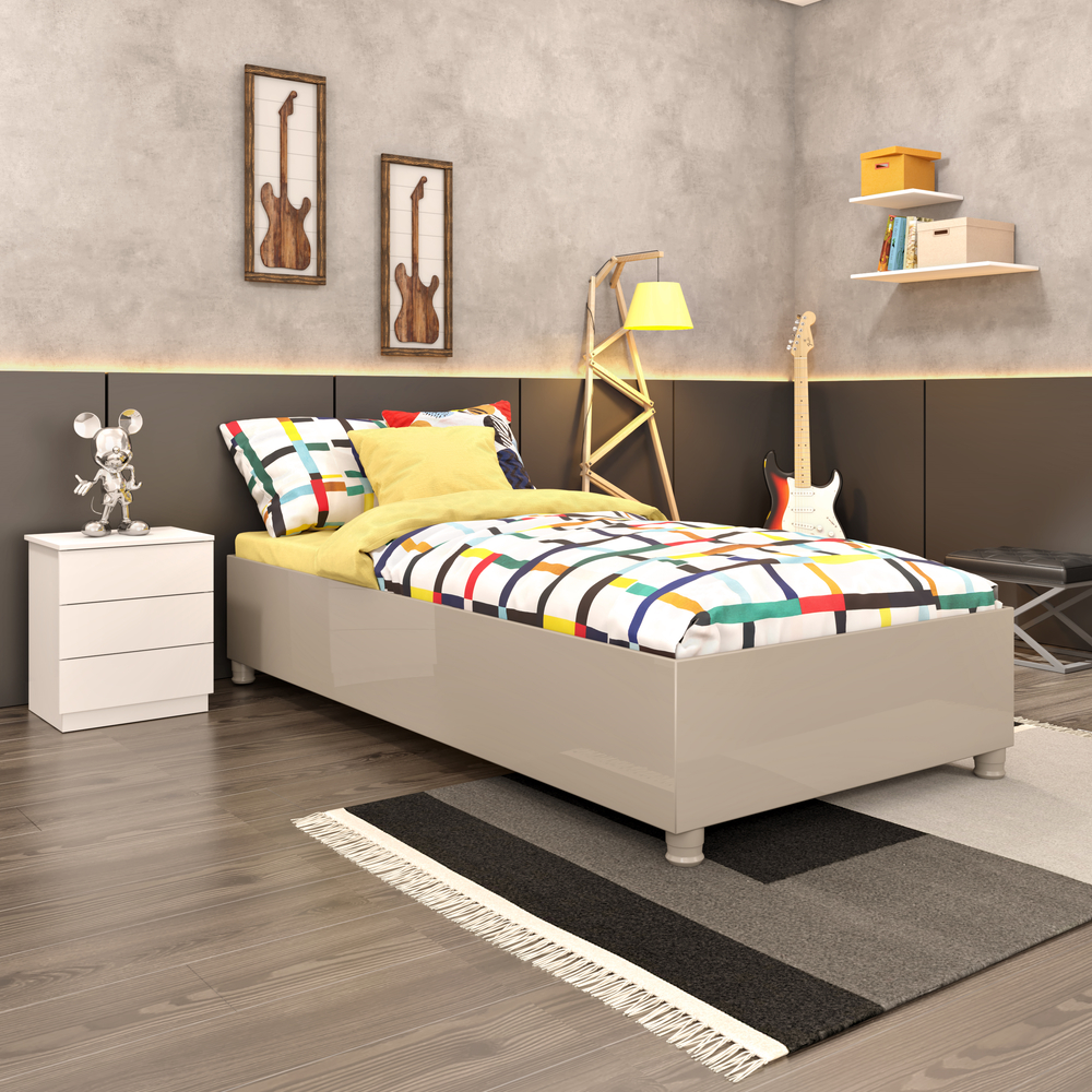 Cama Box Solteiro Monaco Tcil Off White