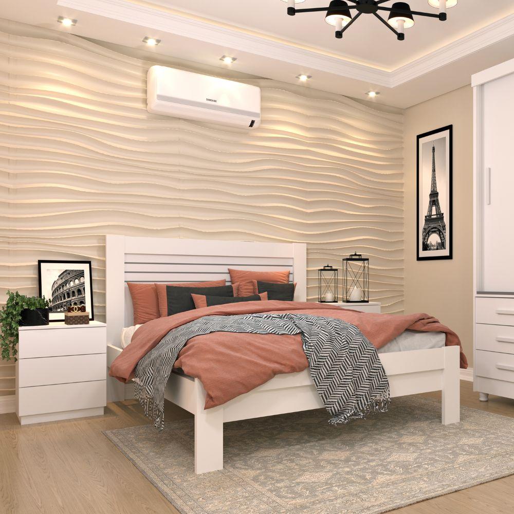 Cama Casal Safira TCIL 100% MDF Branco