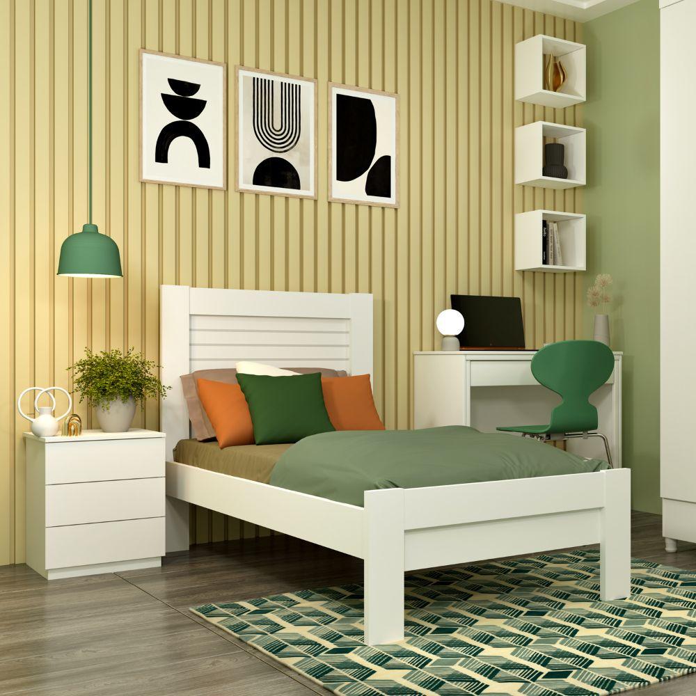 Cama Solteiro Safira TCIL 100% MDF Branco