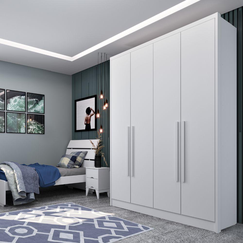 Guarda Roupa Dinamarca 4 Portas e 2 Gavetas TCIL Branco