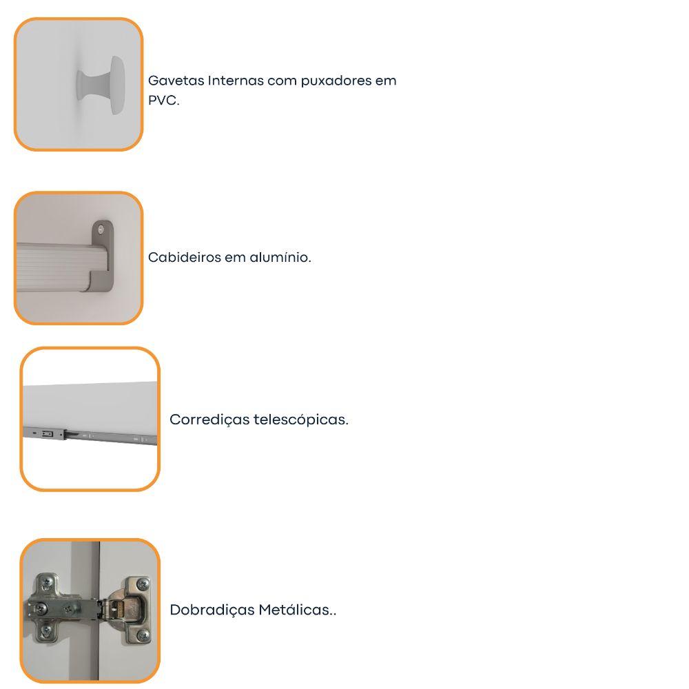 Guarda Roupa Dinamarca 4 Portas e 2 Gavetas TCIL Branco