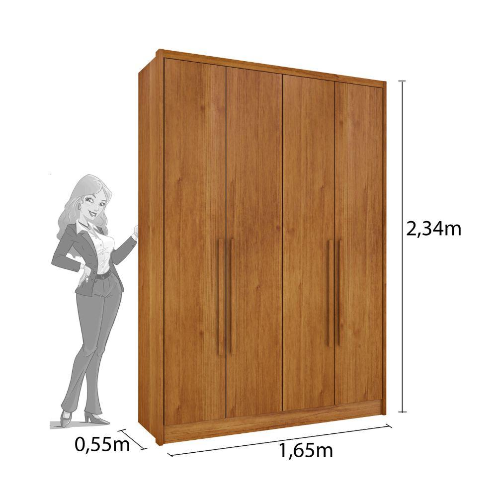 Guarda Roupa Dinamarca 4 Portas e 2 Gavetas TCIL Cinamomo