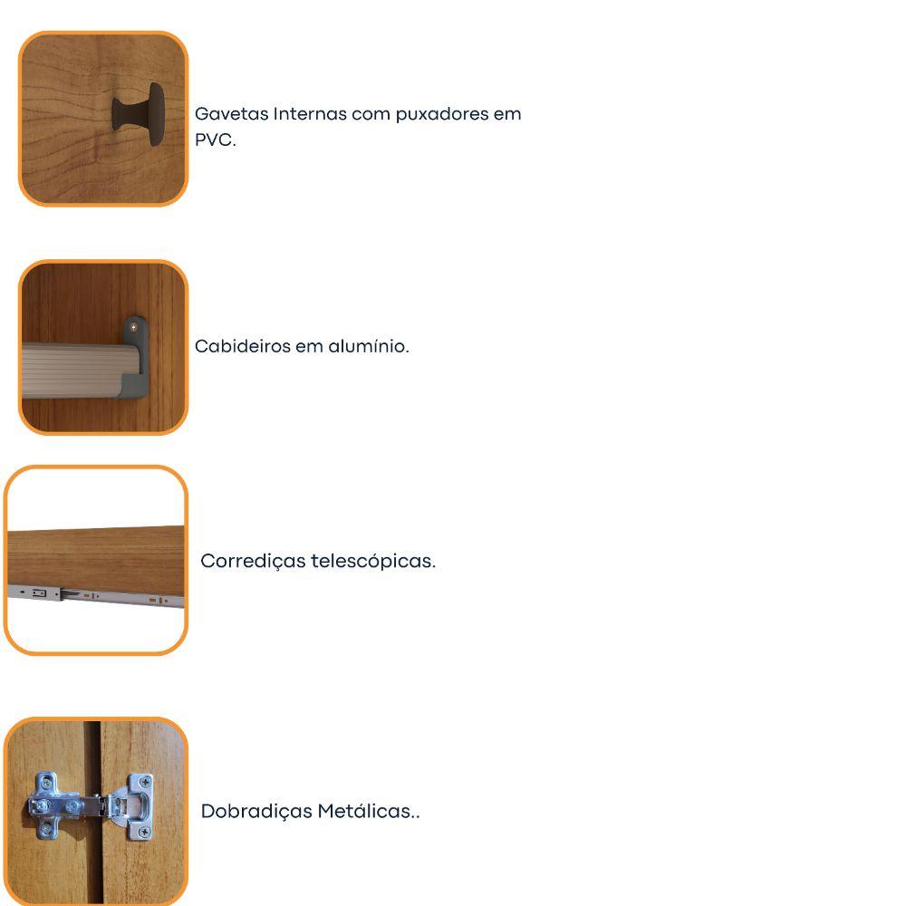 Guarda Roupa Dinamarca 4 Portas e 2 Gavetas TCIL Cinamomo
