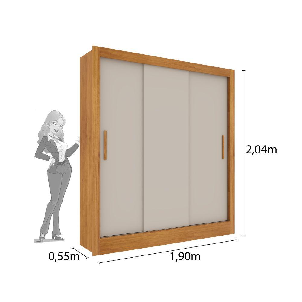 Guarda Roupa Valência 3 Portas 4 Gav TCIL Cinamomo Off White