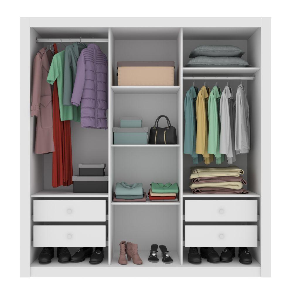 Guarda Roupa Valência 3 Portas 4 Gavetas TCIL Branco