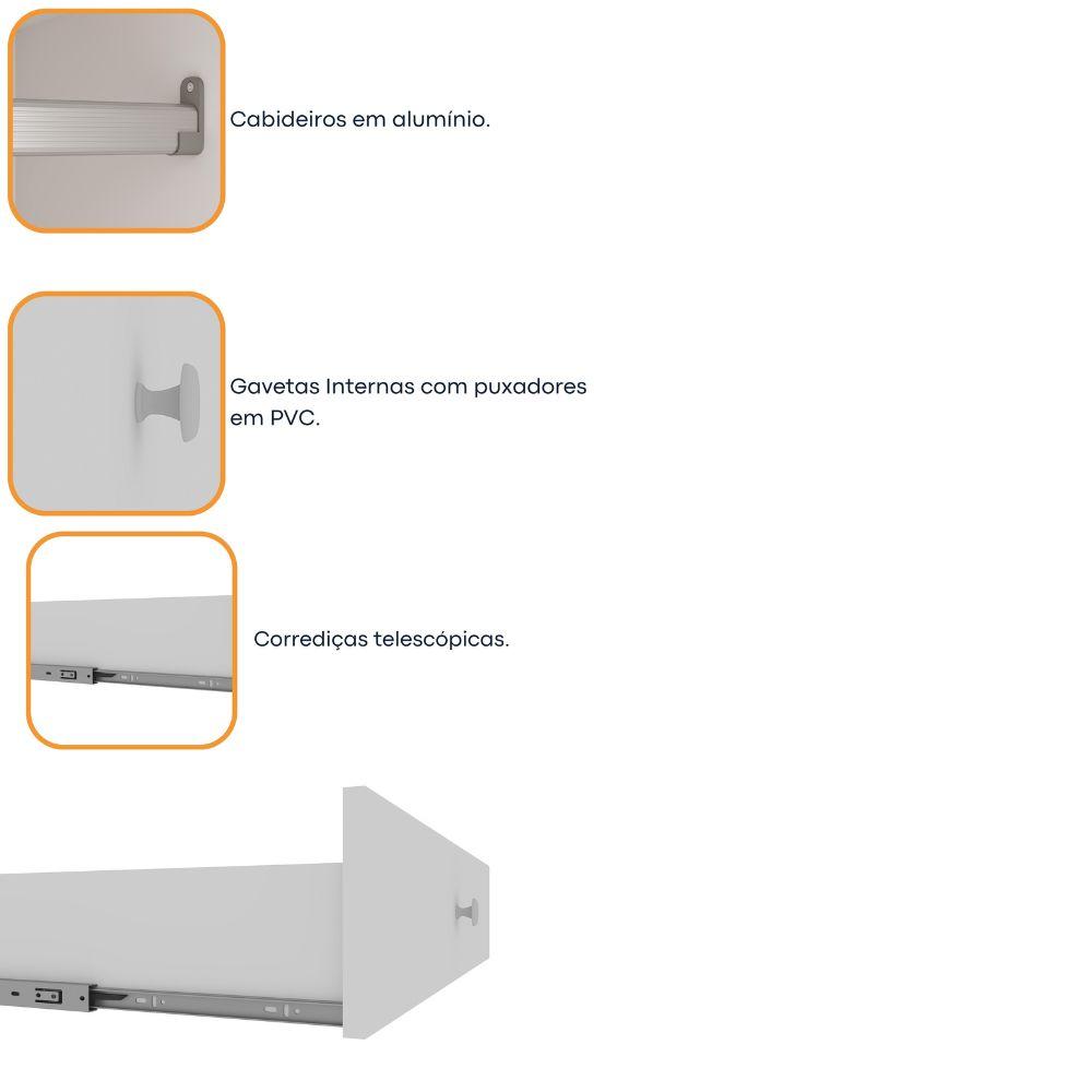 Guarda Roupa Valência 3 Portas 4 Gavetas TCIL Branco