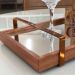 Bandeja Espelhada MDF Laminado Castanho com Alça em Metal Cobre