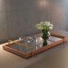 Bandeja Espelhada MDF Laminado Castanho com Alça em Metal Dourado