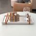 Bandeja Espelhada MDF Laqueado Off White com Alça em Metal Cobre