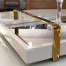 Bandeja Espelhada MDF Laqueado Off White com Alça em Metal Dourado