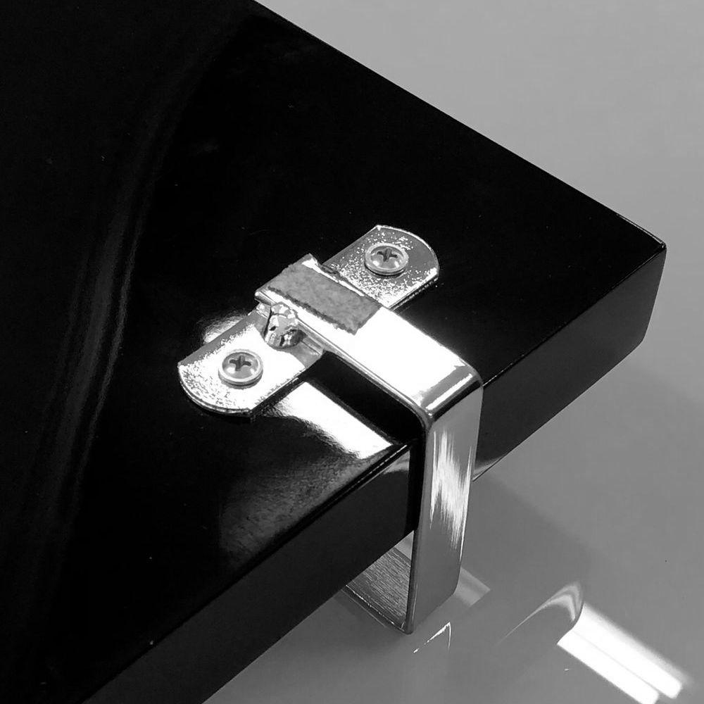 Bandeja Espelhada MDF Laqueado Preto com Alça em Metal Cromado