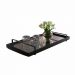 Bandeja Espelhada MDF Laqueado Preto com Alça em Metal Preto