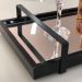 Bandeja Espelhada MDF Laqueado Preto com Alça em Metal Preto