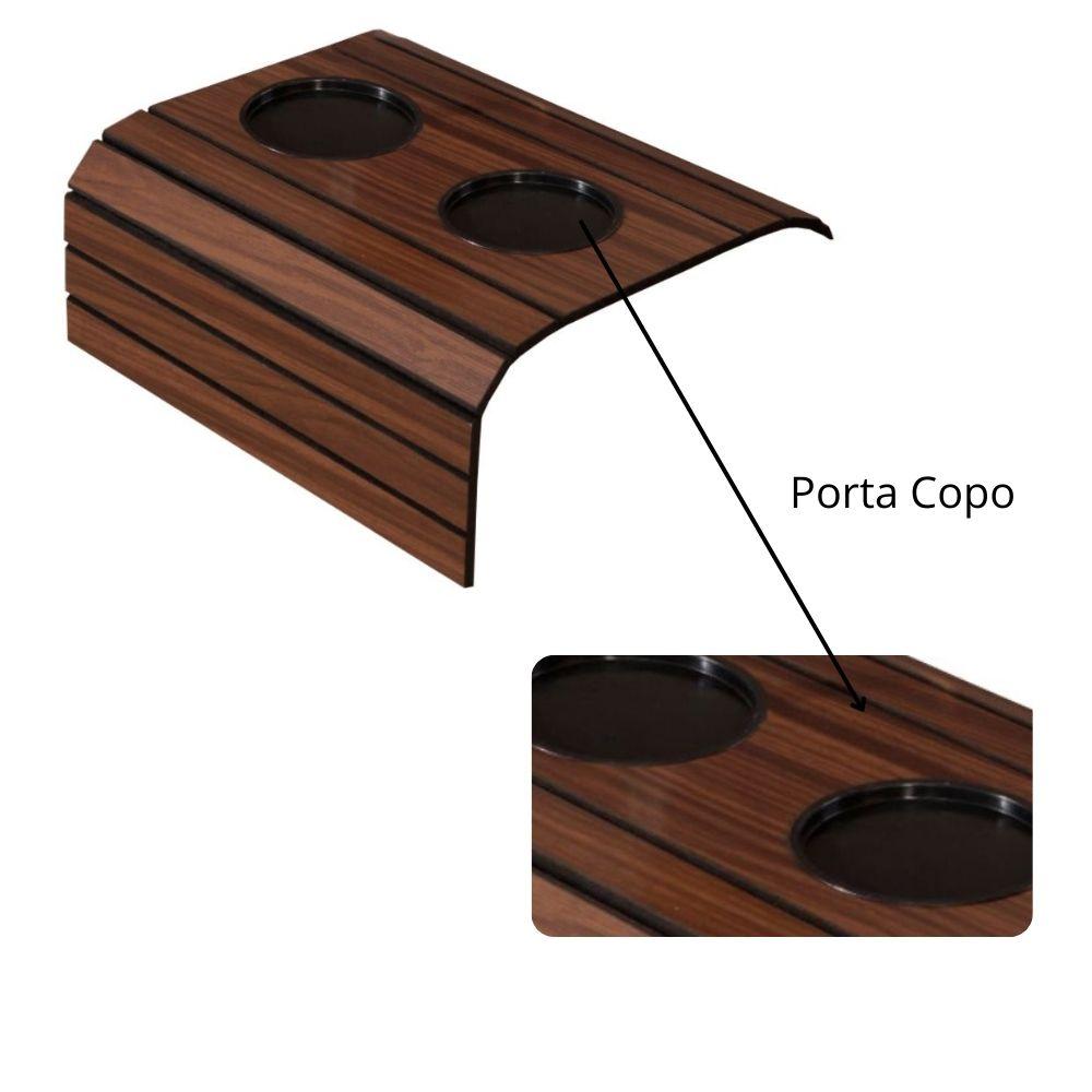 Bandeja Esteira para Braço de Sofá Cor Mel com Porta Copos