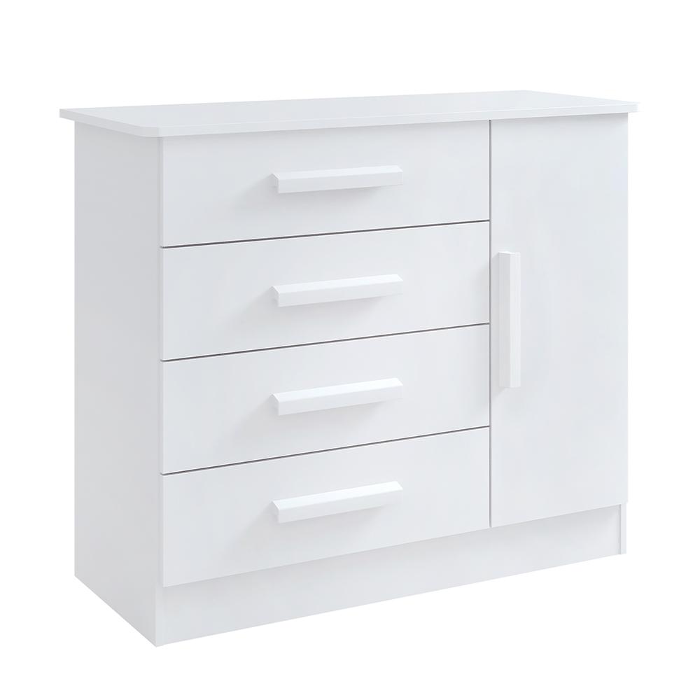 Cômoda Firenze 4 Gavetas com Sapateira 1 Porta D'Doro Branco