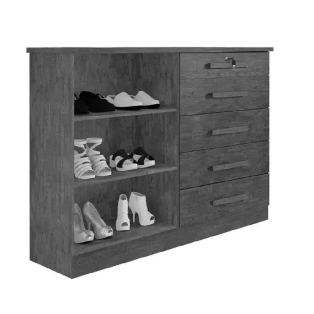 Cômoda New Athos 5 Gavetas com Sapateira D'Doro Cinamomo