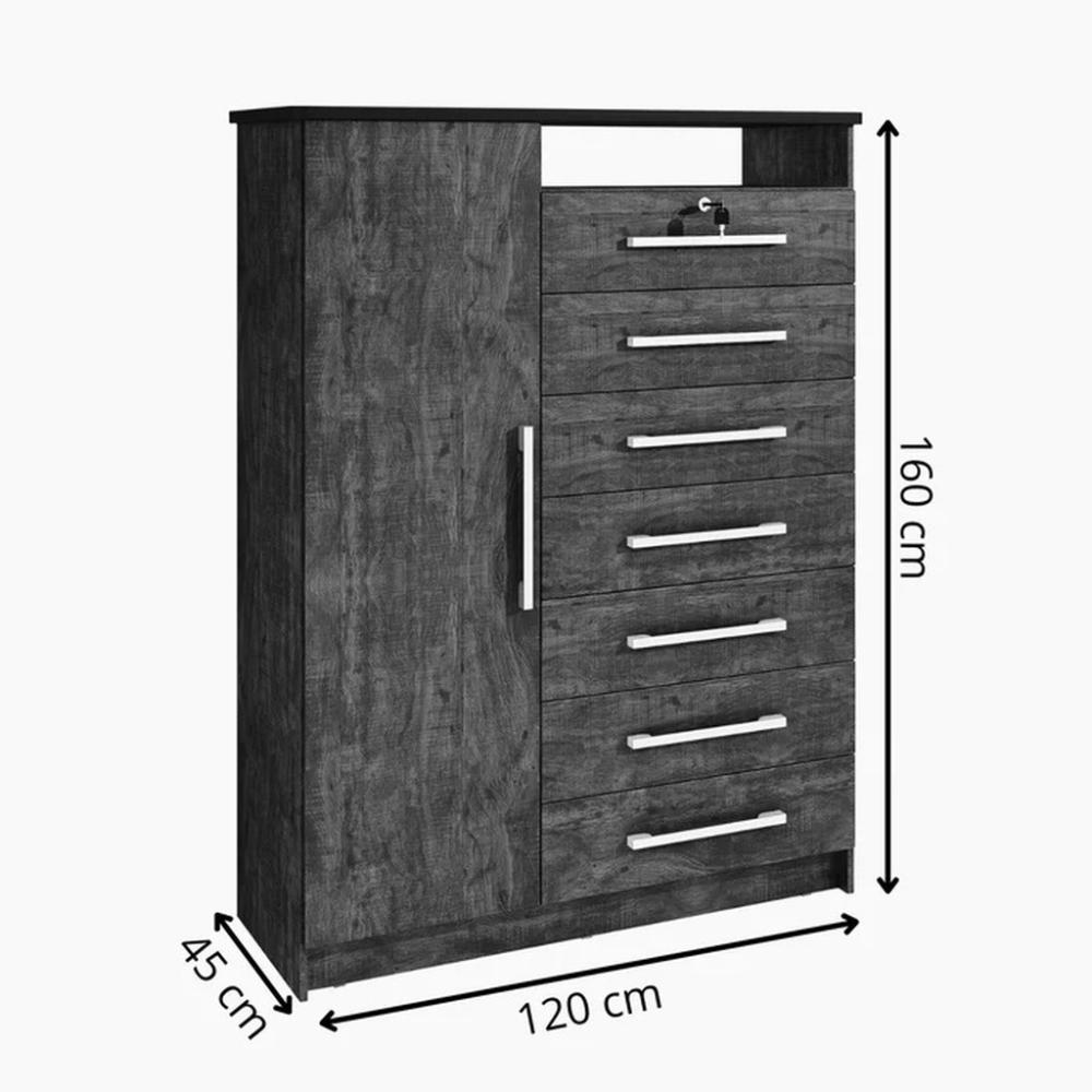 Cômoda Safira 7 Gavetas 100% MDF D'Doro Cinamomo