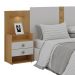 Cabeceira Casal/Queen Rubi Extensível com 2 Mesas de Cabeceira D'Doro Cinamono Off White 1,40/1,60M