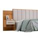 Cabeceira Queen Íris Estofada com 2 Mesas de Cabeceira D'Doro Cinamono Off White Ripado 1,60M