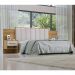 Cabeceira Queen Íris Estofada com 2 Mesas de Cabeceira D'Doro Cinamono Off White Ripado 1,60M