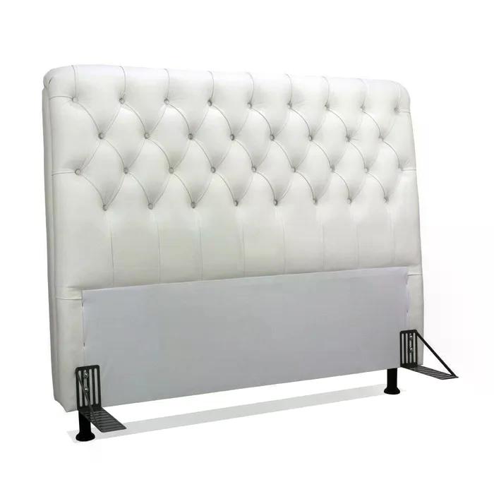 Cabeceira de Cama Box Casal 138cm Pádua Couro Branco