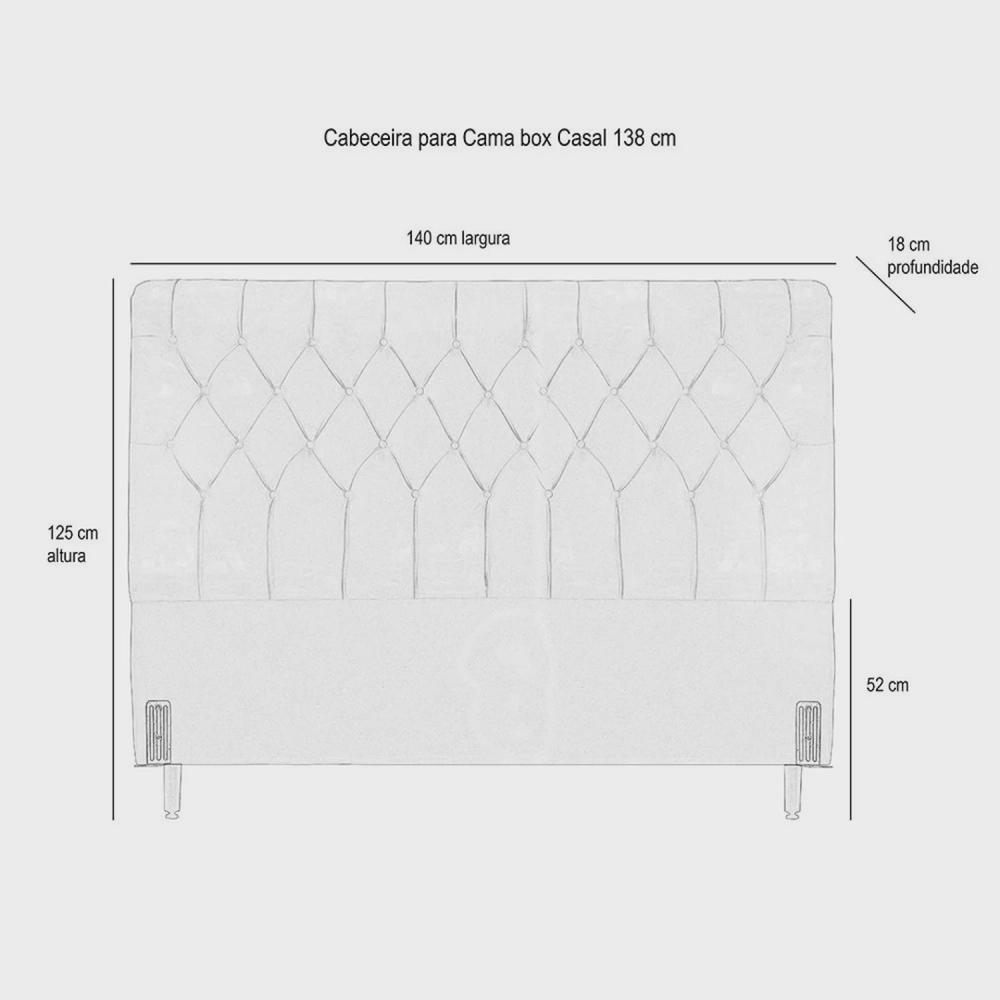 Cabeceira de Cama Box Casal 138cm Pádua Couro Branco
